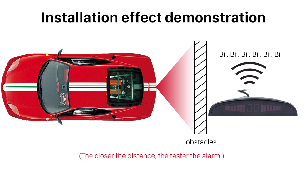 Installation effect demonstration Auto Car Universal Parking Assistance System Reverse Sensor with 8 Parking Sensor Visual LED Monitor Reversing Radar Installation effect demonstration Auto Car Universal Parking Assistance System Reverse Sensor with 8 Parking Sensor Visual LED Monitor Reversing Radar