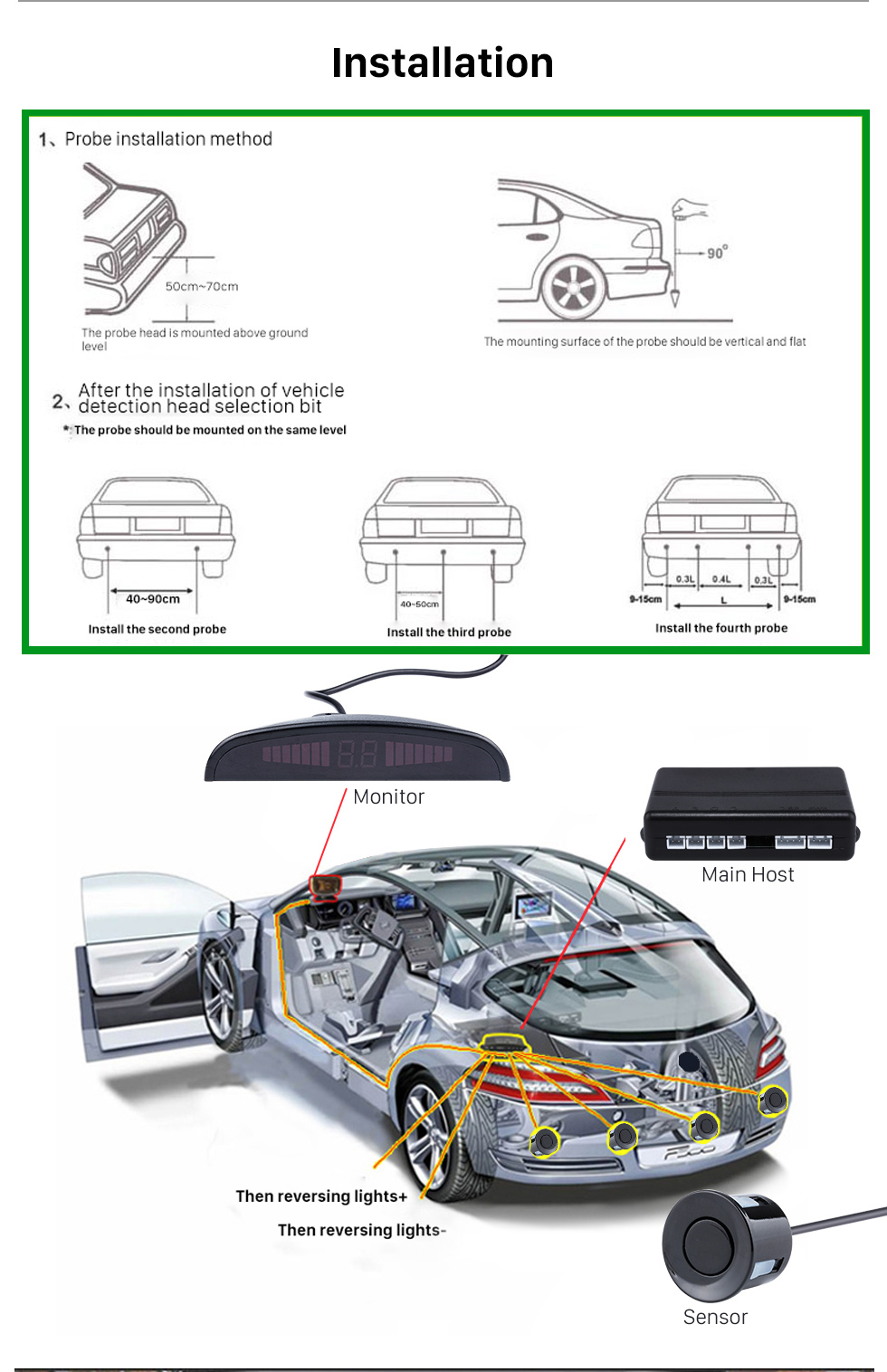 Installation Car Universal Parking Assistance System Reverse Sensor with Visual LED Monitor 4 Parking Sensor Reversing System Installation Car Universal Parking Assistance System Reverse Sensor with Visual LED Monitor 4 Parking Sensor Reversing System