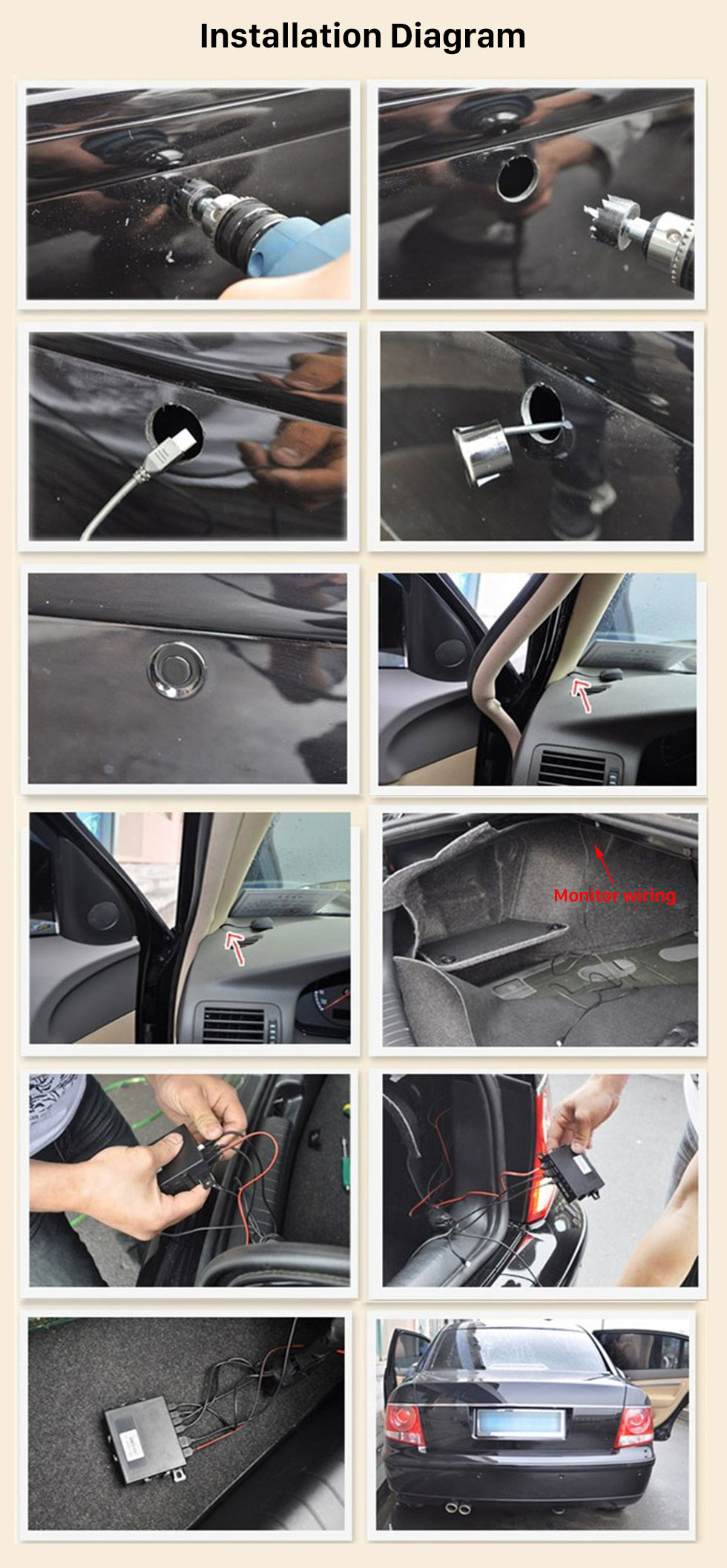 Installation Diagram Car Universal Parking Assistance System Reverse Sensor with Visual LED Monitor 4 Parking Sensor Reversing System Installation Diagram Car Universal Parking Assistance System Reverse Sensor with Visual LED Monitor 4 Parking Sensor Reversing System