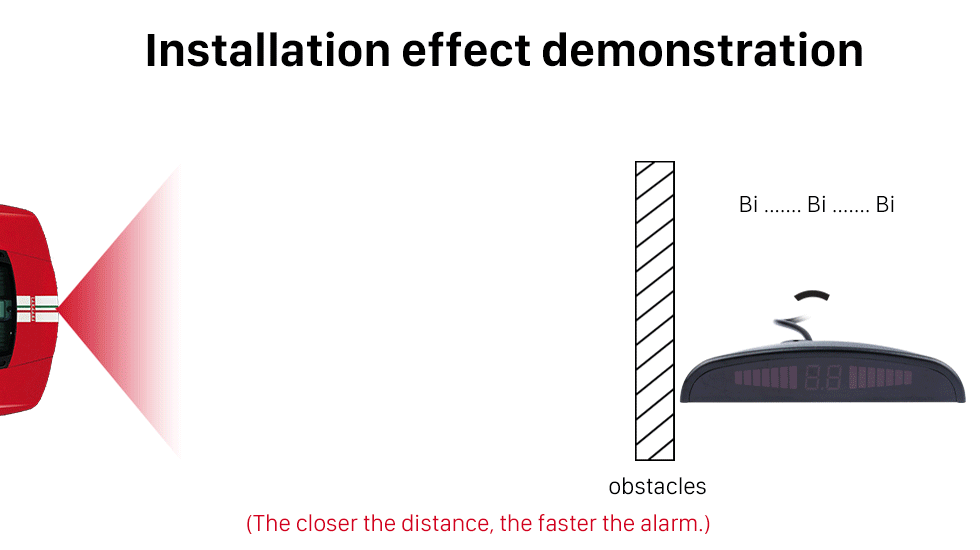 Installation effect demonstration Car Universal Parking Assistance System Reverse Sensor with Visual LED Monitor 4 Parking Sensor Reversing System Installation effect demonstration Car Universal Parking Assistance System Reverse Sensor with Visual LED Monitor 4 Parking Sensor Reversing System