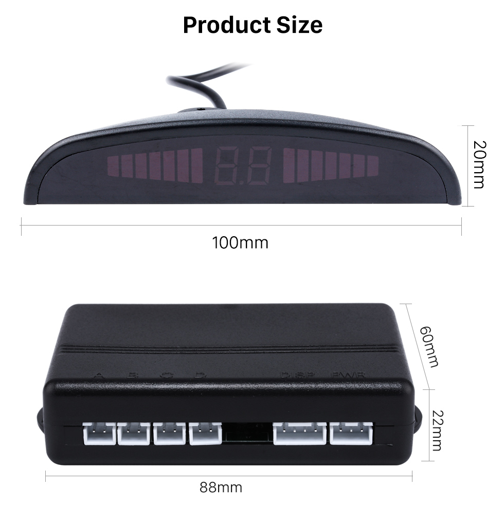 Product Size Car Universal Parking Assistance System Reverse Sensor with Visual LED Monitor 4 Parking Sensor Reversing System Product Size Car Universal Parking Assistance System Reverse Sensor with Visual LED Monitor 4 Parking Sensor Reversing System