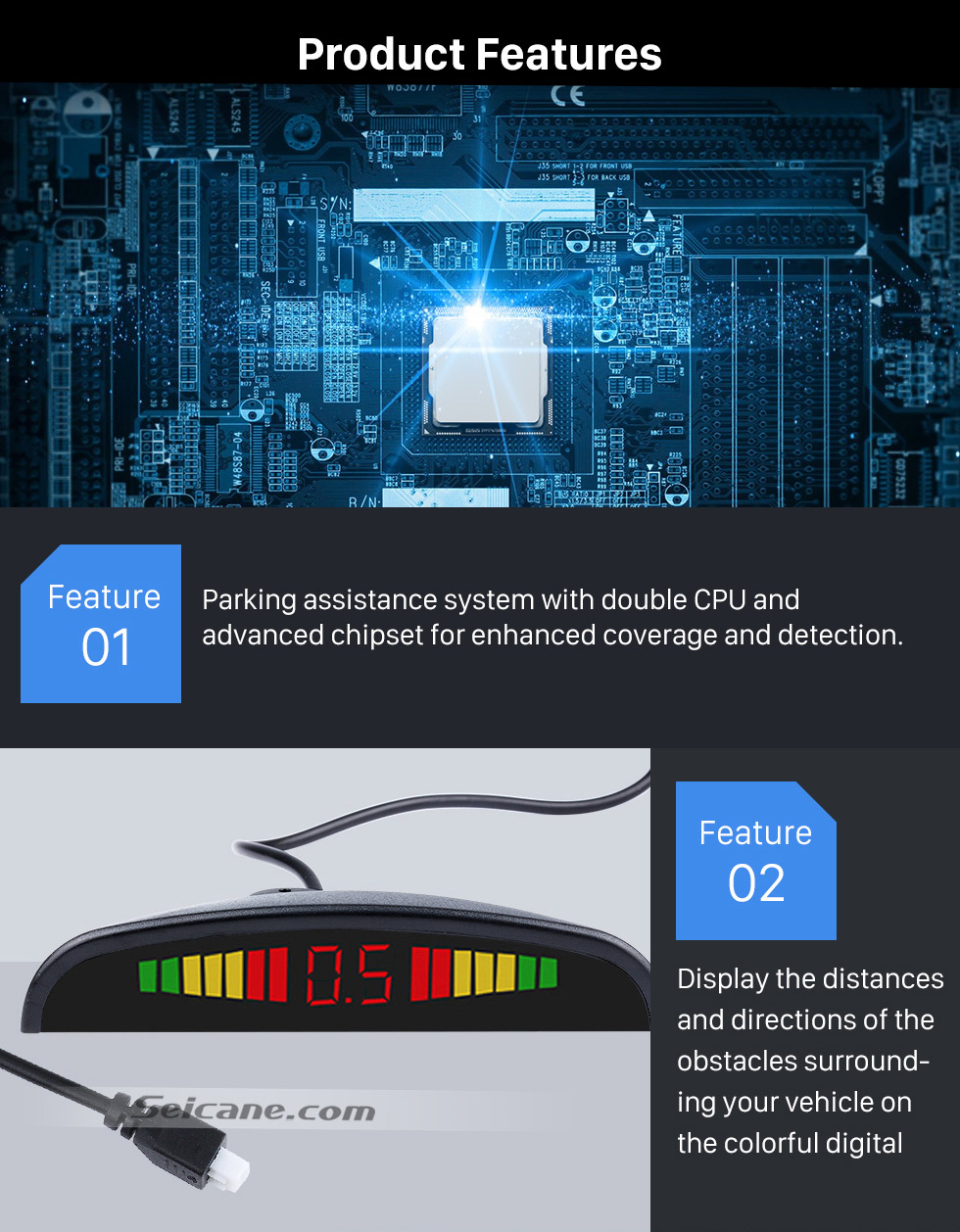 Seicane Sistema de radar de alarme reverso do sensor de assistência do carro sem fio do carro com 4 sensores de rader Monitor de tela LED Seicane Sistema de radar de alarme reverso do sensor de assistência do carro sem fio do carro com 4 sensores de rader Monitor de tela LED