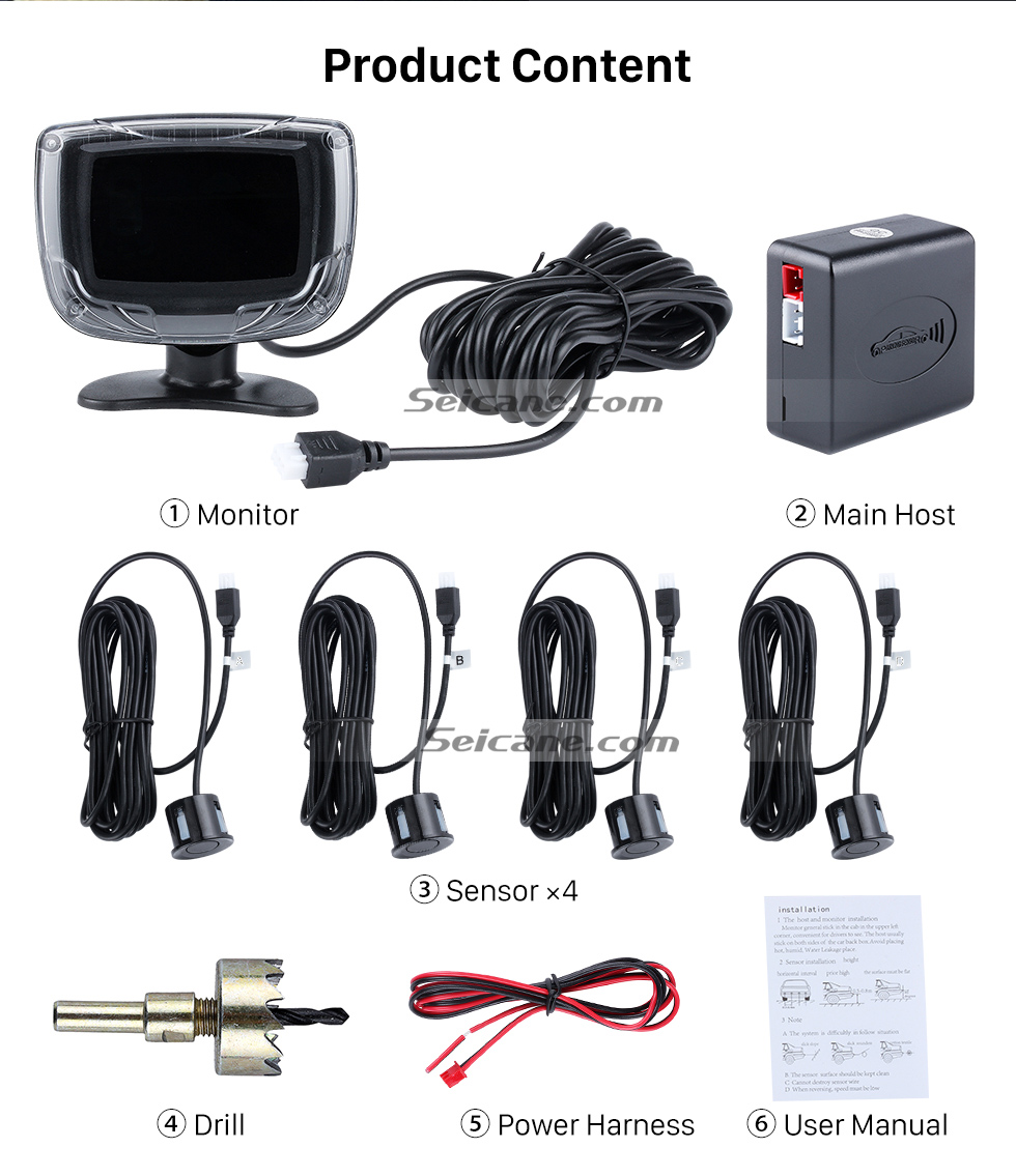 Product Content Seicane Wireless LCD Parking Sensor+Car Parking assistance+Car LCD Parking Reverse Radar with 4 Sensors New Arrival Product Content Seicane Wireless LCD Parking Sensor+Car Parking assistance+Car LCD Parking Reverse Radar with 4 Sensors New Arrival