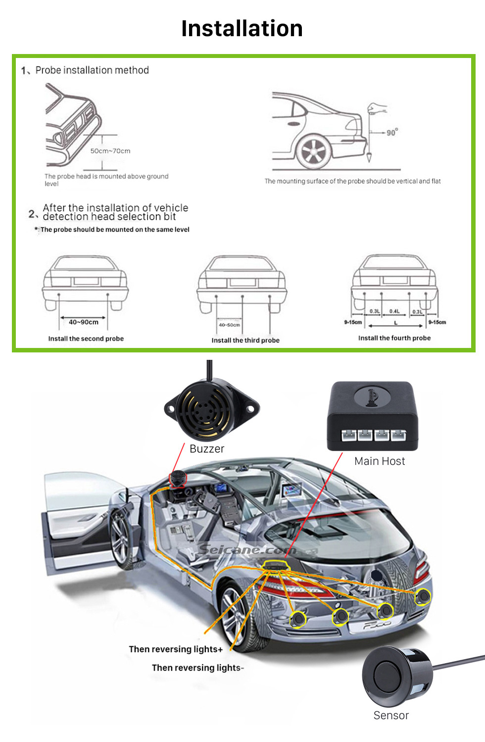 Installation Seicane Wireless LED Display Parking Sensor Sensors Auto Car Reverse Assistance Backup Radar Monitor System rader + 4 Installation Seicane Wireless LED Display Parking Sensor Sensors Auto Car Reverse Assistance Backup Radar Monitor System rader + 4