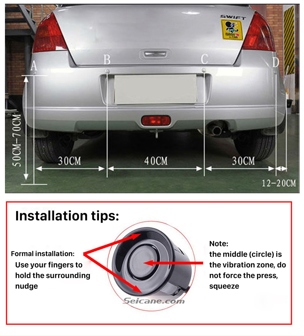 Wireless 4 Parking Sensors LED Display Vehicle Car Backup Reverse Radar System