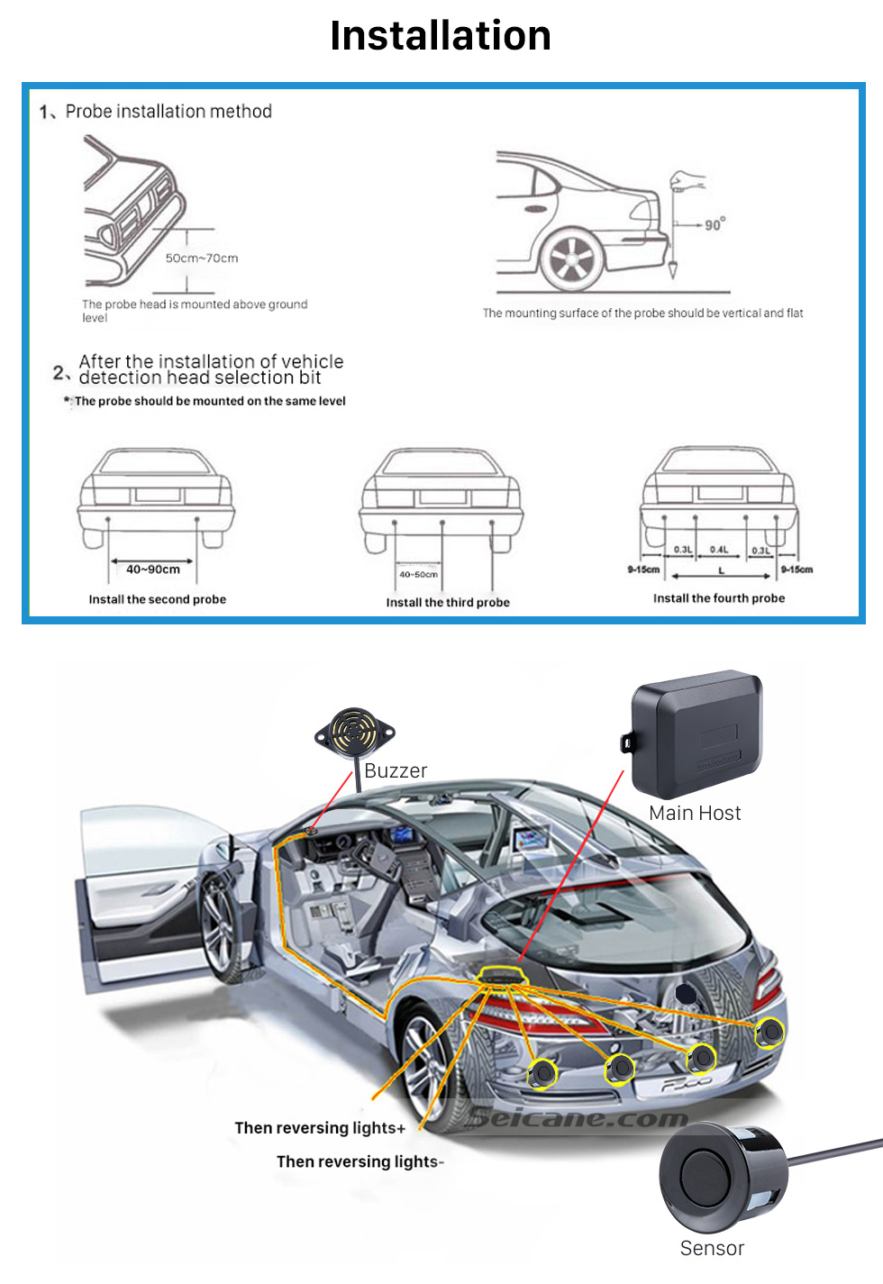 Installation Seicane Dual Core CPU Car Rearview Parking Sensor Detector Video Radar System Rear View Camera Monitor for Universal Car Installation Seicane Dual Core CPU Car Rearview Parking Sensor Detector Video Radar System Rear View Camera Monitor for Universal Car