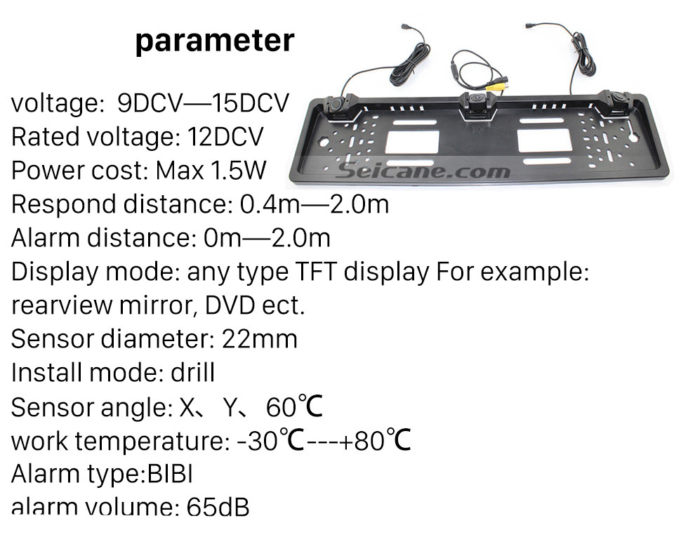 Seicane New Arrival Two Reversing Radar Car Reversing Rear/Front View Camera Parking European License Plate Frame Buzzer Seicane New Arrival Two Reversing Radar Car Reversing Rear/Front View Camera Parking European License Plate Frame Buzzer