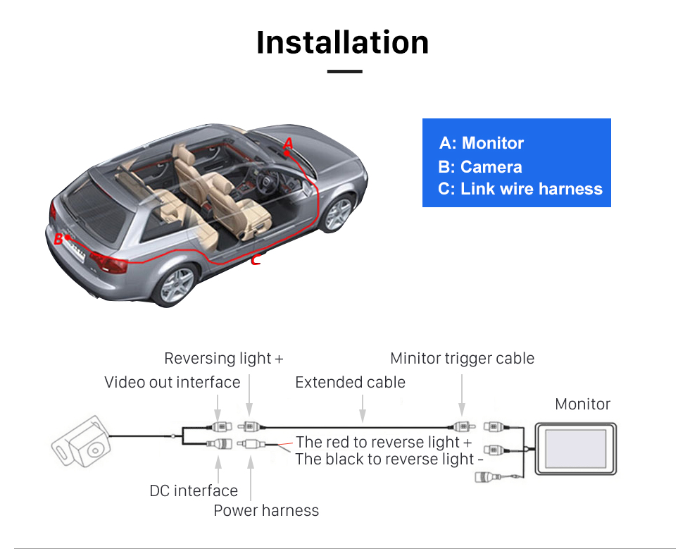 Installation 170 Degree Wide Angle Lens Night Vision 648*488 Pixels Waterproof Rearview Backup Camera Parking Video 12V Installation 170 Degree Wide Angle Lens Night Vision 648*488 Pixels Waterproof Rearview Backup Camera Parking Video 12V