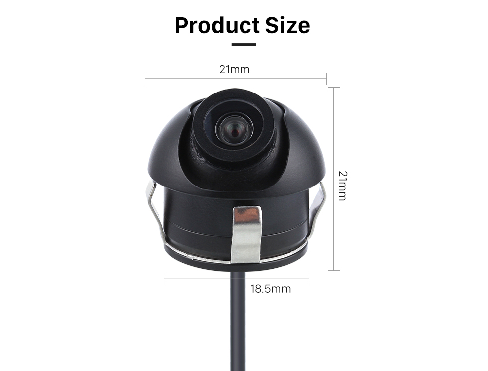 Product Size Wide Angle Vision 170 Degree Large Lens Waterproof RearView Camera with Night Vision 360 Degree No-dead Rotation Backup Camera Product Size Wide Angle Vision 170 Degree Large Lens Waterproof RearView Camera with Night Vision 360 Degree No-dead Rotation Backup Camera