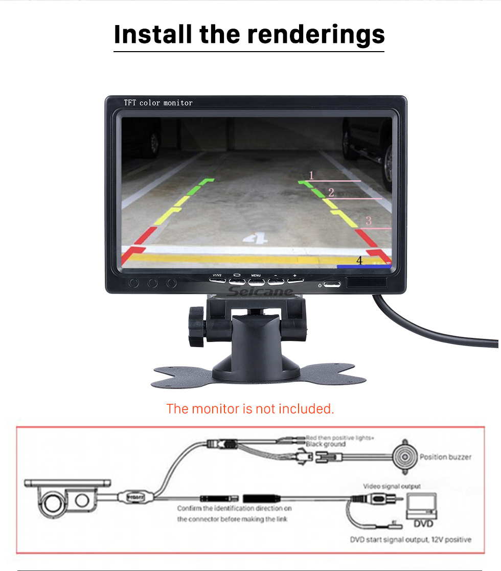 Seicane HD 3 in 1 Sound Alarm CCD HD Car Reverse Backup LED Rear View Camera Parking Radar System, Rearview Camera + 2 Sensors Seicane HD 3 in 1 Sound Alarm CCD HD Car Reverse Backup LED Rear View Camera Parking Radar System, Rearview Camera + 2 Sensors