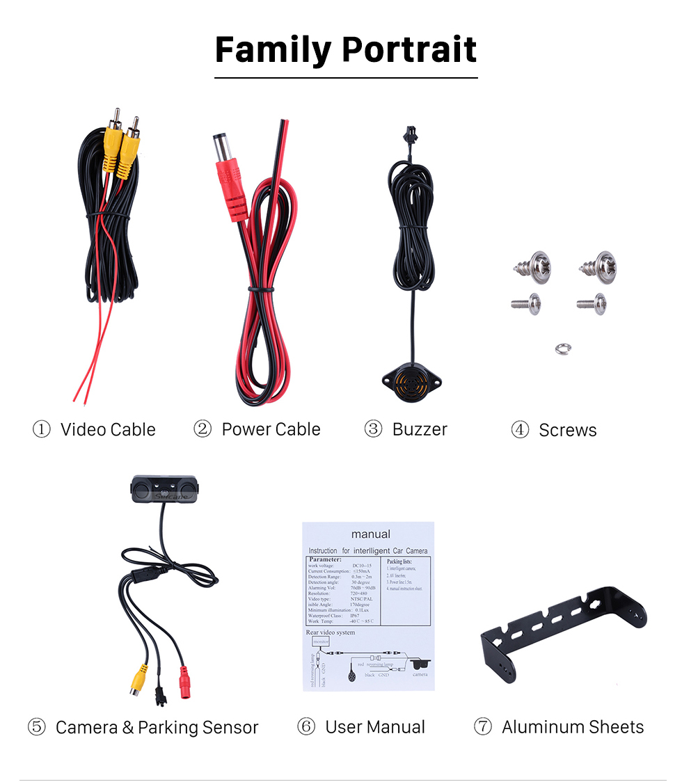 Seicane HD 3 in 1 Sound Alarm CCD HD Car Reverse Backup LED Rear View Camera Parking Radar System, Rearview Camera + 2 Sensors Seicane HD 3 in 1 Sound Alarm CCD HD Car Reverse Backup LED Rear View Camera Parking Radar System, Rearview Camera + 2 Sensors