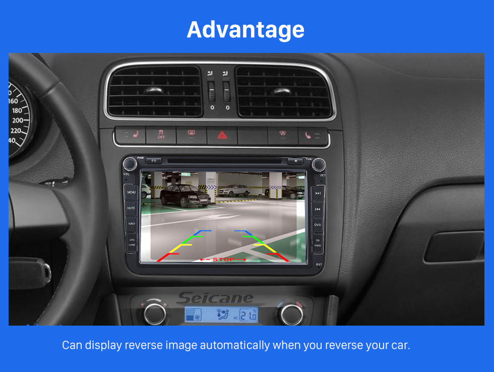 Seicane Câmera retrovisora de carro HD com kit de monitor de backup de estacionamento reverso 8 LED CCD CMOS