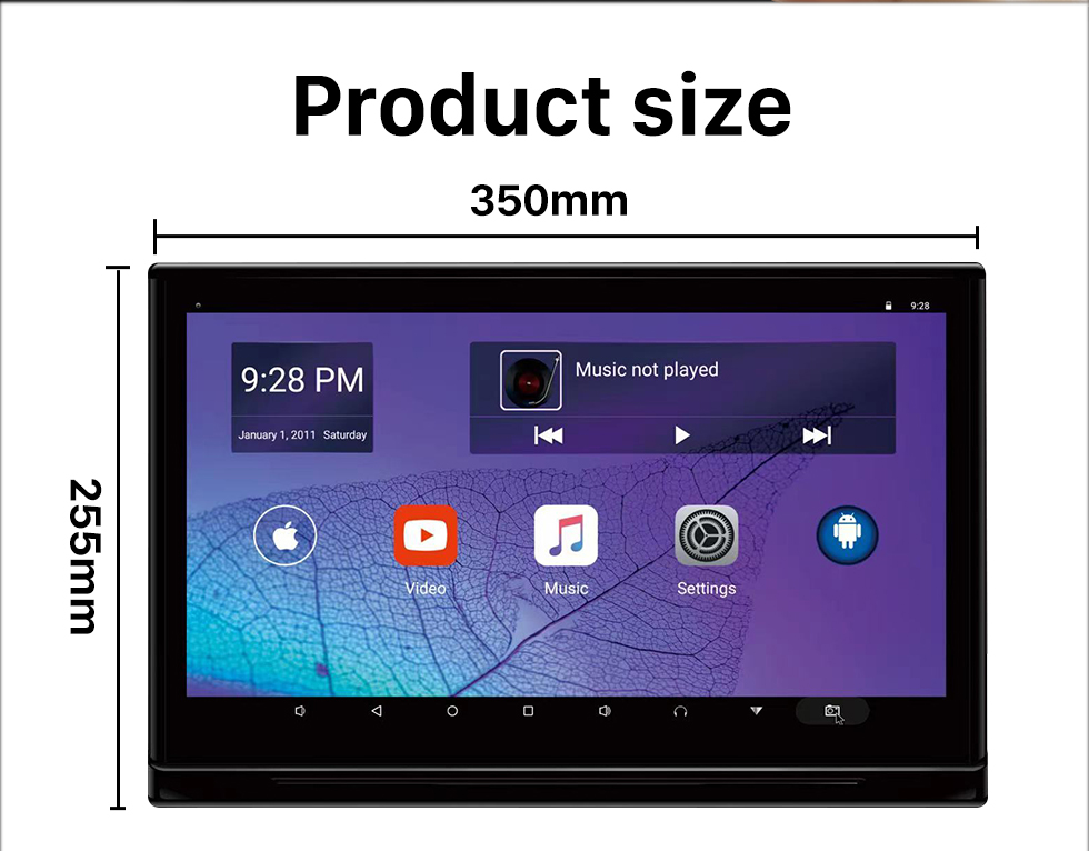 Seicane Android 12.0 Nova tela IPS de 14 polegadas HD Full touch 1920 * 1080 Encosto de cabeça de alta definição Ajuste multi-ângulo Transmissor TF Transmissor FM 2.1A Carregamento USB