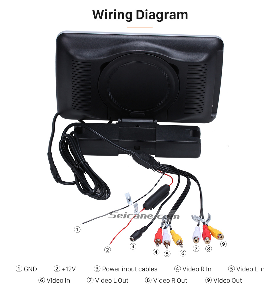 Wiring Diagram Ultra-thin HD 1024 * 600 high definition 10.1" touch screen headrest MP5 Player Free Tilt FM Transmitter IR Transmitter 32 Bit Games USB SD Audio/Video Input & Output (1 pair) Wiring Diagram Ultra-thin HD 1024 * 600 high definition 10.1" touch screen headrest MP5 Player Free Tilt FM Transmitter IR Transmitter 32 Bit Games USB SD Audio/Video Input & Output (1 pair)