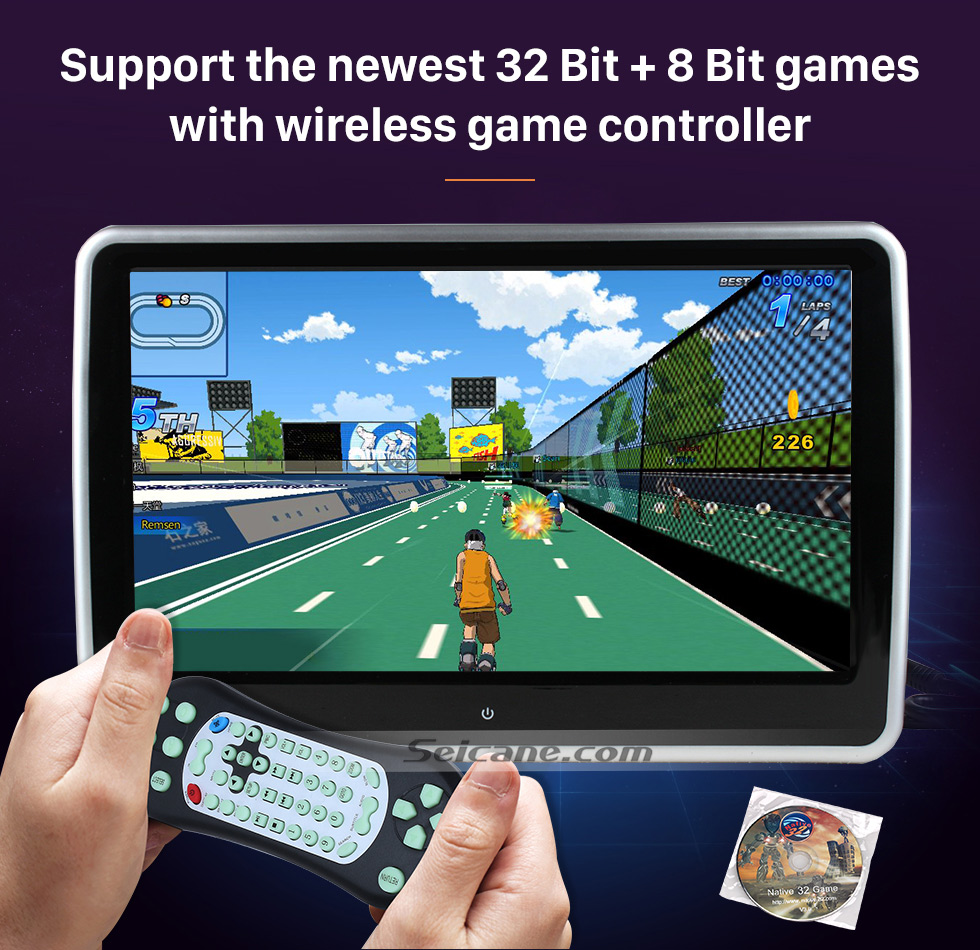 Support the newest 32 bit+8 Bit games with wireless game controller Ultra-thin HD 1024 * 600 high definition 10.1" touch screen headrest MP5 Player Free Tilt FM Transmitter IR Transmitter 32 Bit Games USB SD Audio/Video Input & Output (1 pair) Support the newest 32 bit+8 Bit games with wireless game controller Ultra-thin HD 1024 * 600 high definition 10.1" touch screen headrest MP5 Player Free Tilt FM Transmitter IR Transmitter 32 Bit Games USB SD Audio/Video Input & Output (1 pair)
