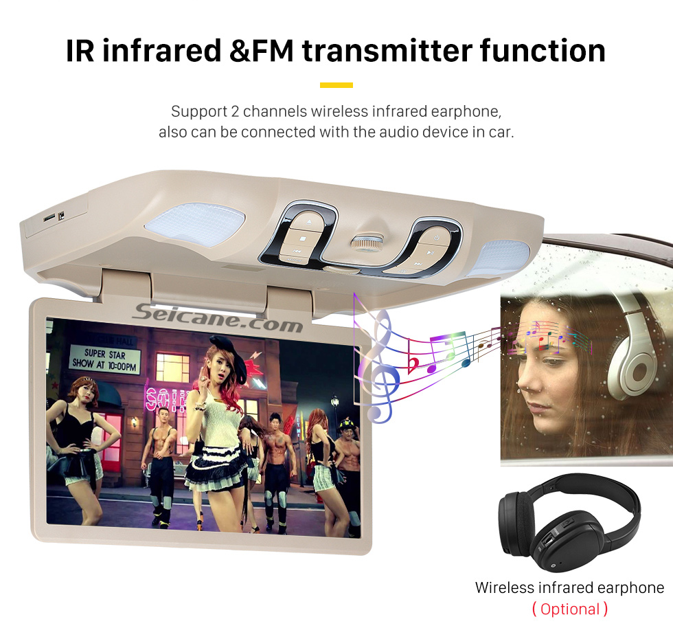 IR infrared &FM transmitter fuction Hot Selling 15.6 inch Universal Overhead Slot-in Roof Mount DVD Player Remote Control Multi OSD Languages Support FM IR Transmitter USB SD Input Games 8GB External Memory IR infrared &FM transmitter fuction Hot Selling 15.6 inch Universal Overhead Slot-in Roof Mount DVD Player Remote Control Multi OSD Languages Support FM IR Transmitter USB SD Input Games 8GB External Memory