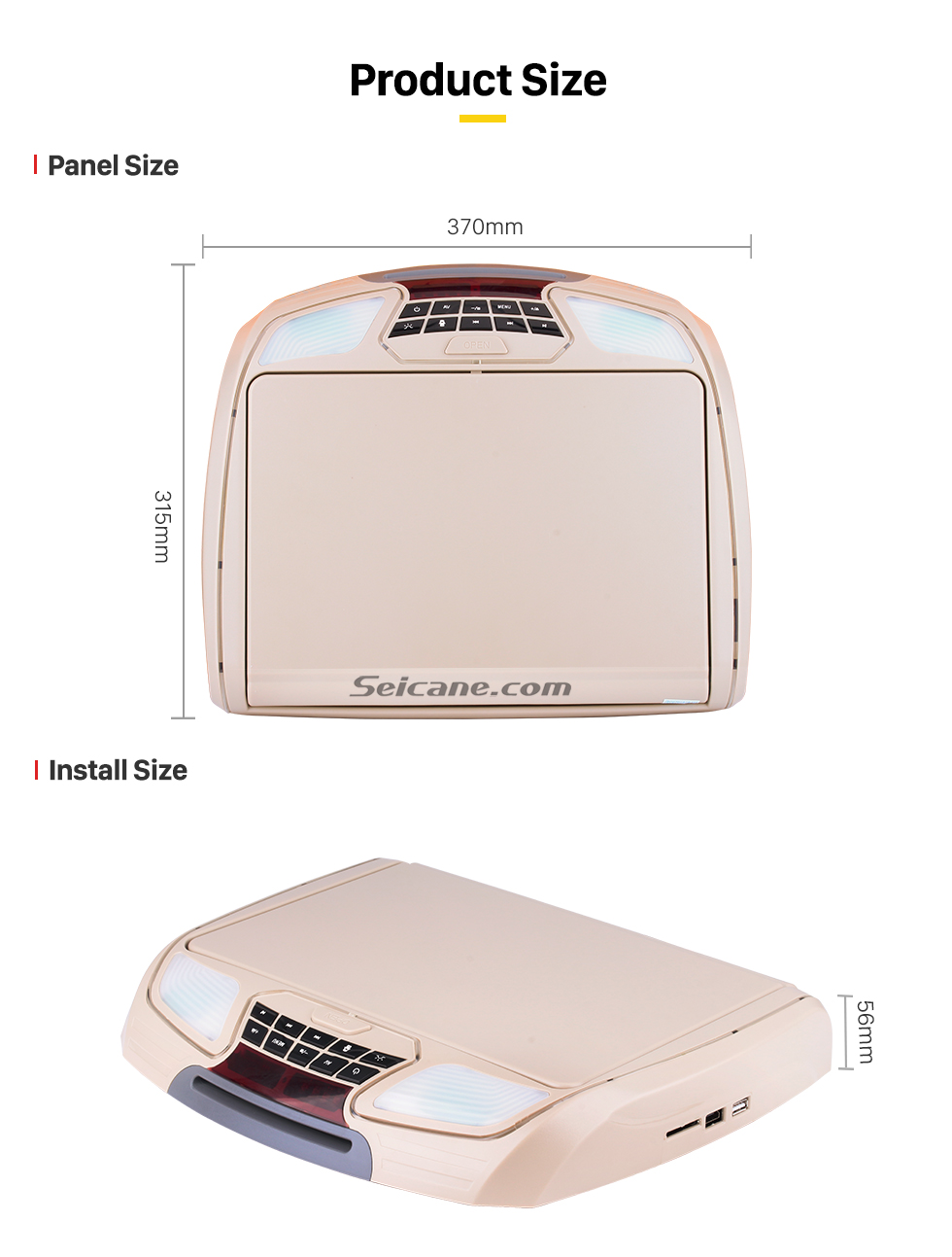 Seicane Fashionable Designed Universal Slot-in Roof Mount Player with HD 1080P Video 11.6 inch Screen Remote Control Multi OSD Languages Support HDMI IR/FM Transmitter Video Input Output Seicane Fashionable Designed Universal Slot-in Roof Mount Player with HD 1080P Video 11.6 inch Screen Remote Control Multi OSD Languages Support HDMI IR/FM Transmitter Video Input Output
