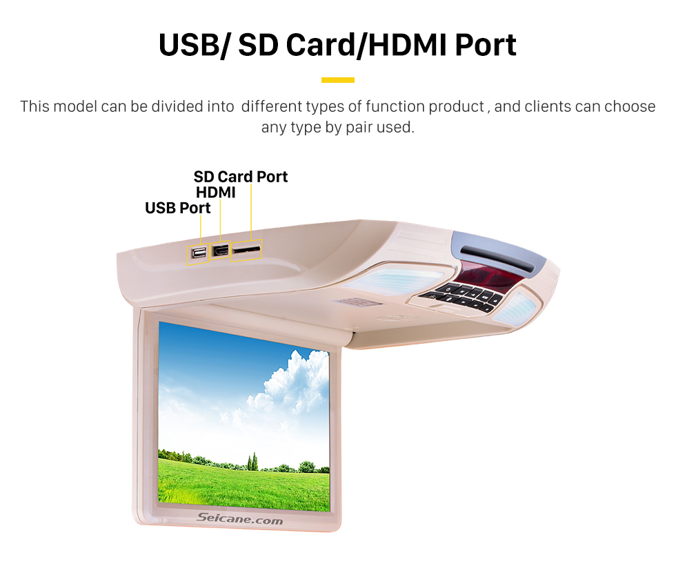 Seicane Fashionable Designed Universal Slot-in Roof Mount Player with HD 1080P Video 11.6 inch Screen Remote Control Multi OSD Languages Support HDMI IR/FM Transmitter Video Input Output Seicane Fashionable Designed Universal Slot-in Roof Mount Player with HD 1080P Video 11.6 inch Screen Remote Control Multi OSD Languages Support HDMI IR/FM Transmitter Video Input Output