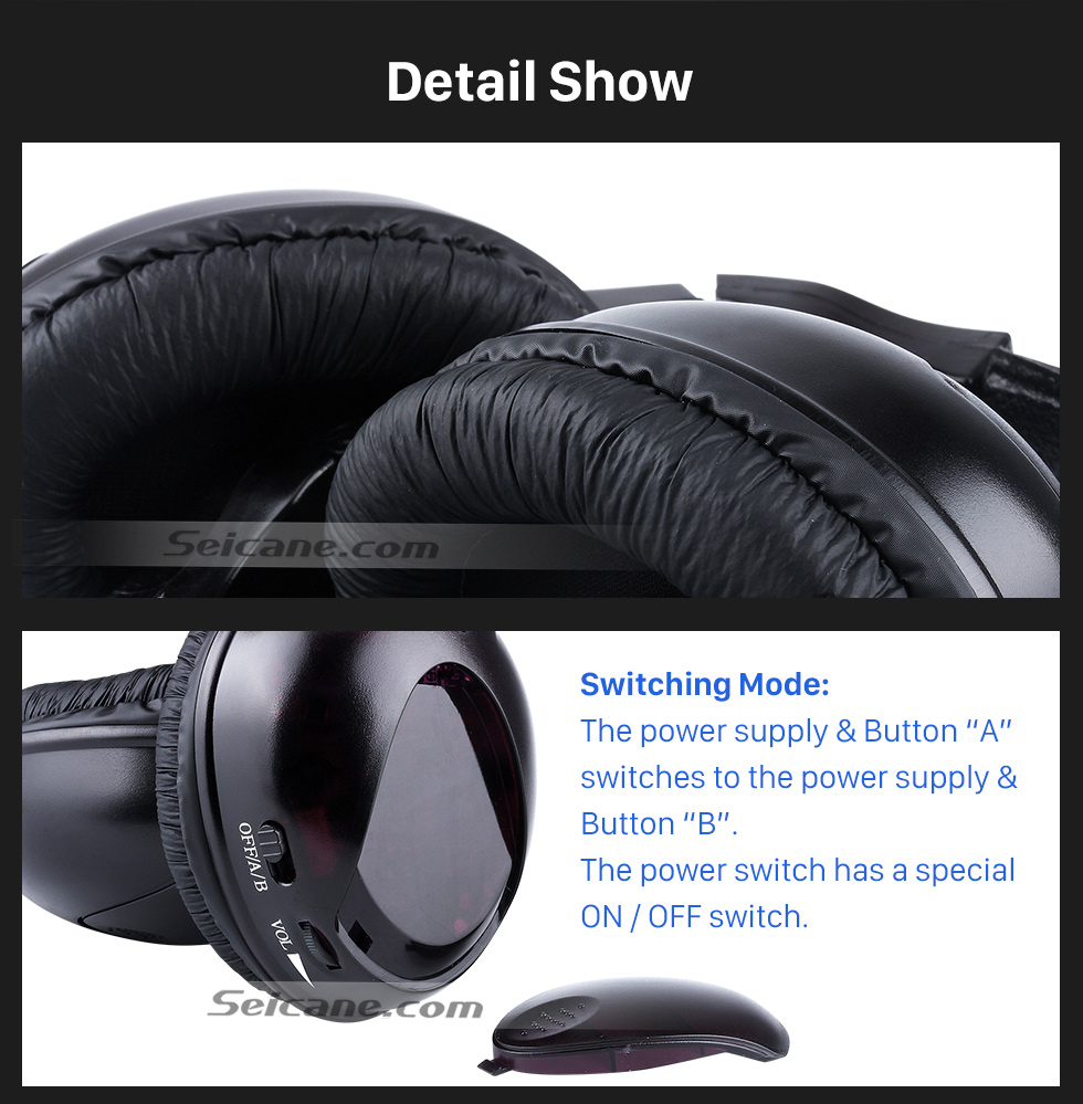Seicane Infrared Wireless Headphone Indoor Headset for PC Car Stereo Transmitter Headrest DVD Player TV Dual Channel Seicane Infrared Wireless Headphone Indoor Headset for PC Car Stereo Transmitter Headrest DVD Player TV Dual Channel