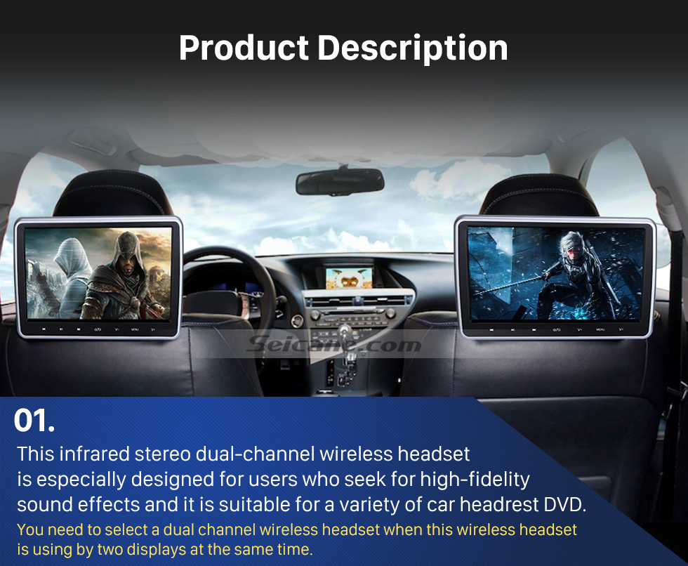 Seicane Infrared Wireless Headphone Indoor Headset for PC Car Stereo Transmitter Headrest DVD Player TV Dual Channel Seicane Infrared Wireless Headphone Indoor Headset for PC Car Stereo Transmitter Headrest DVD Player TV Dual Channel