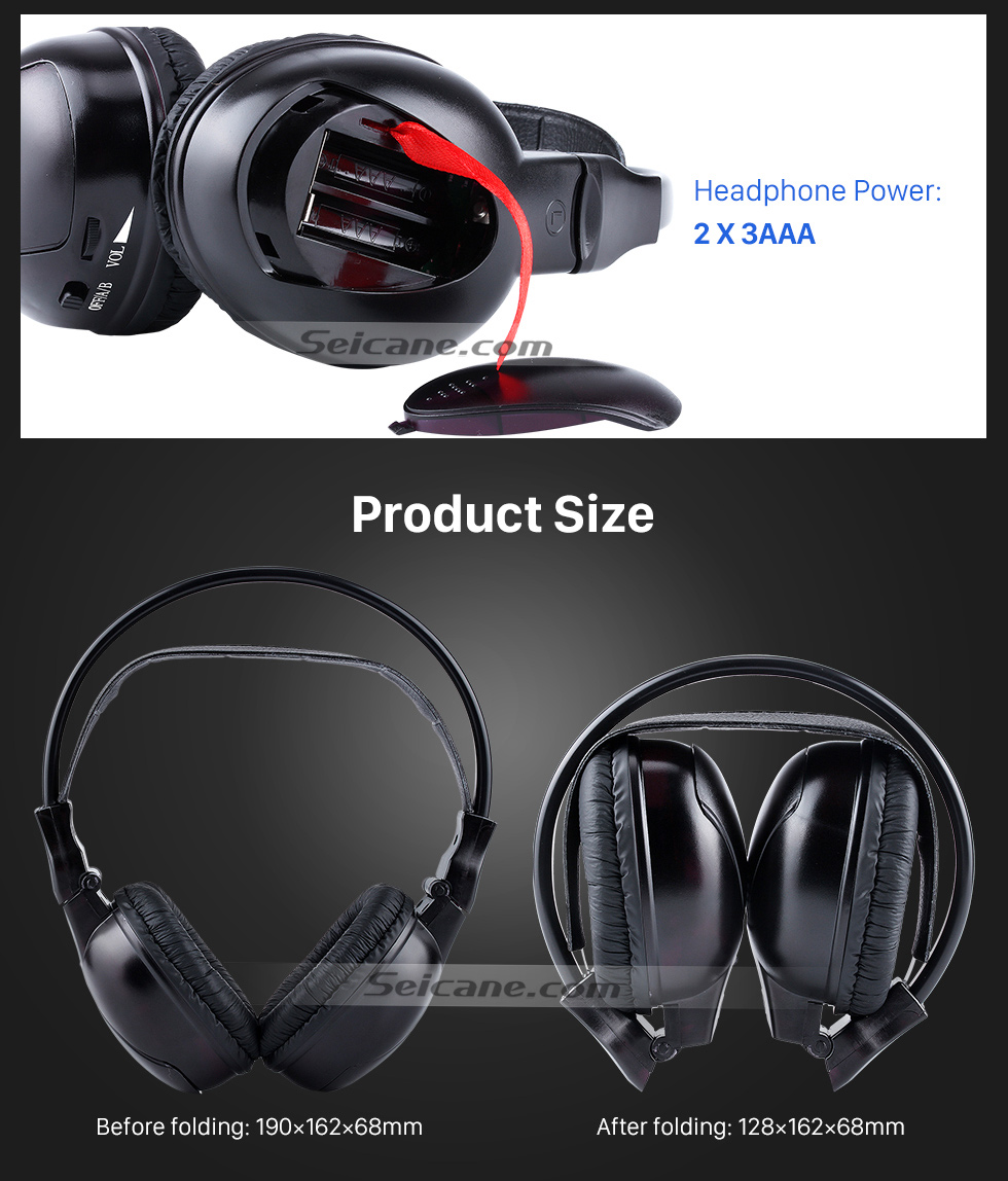 Seicane Infrared Wireless Headphone Indoor Headset for PC Car Stereo Transmitter Headrest DVD Player TV Dual Channel Seicane Infrared Wireless Headphone Indoor Headset for PC Car Stereo Transmitter Headrest DVD Player TV Dual Channel