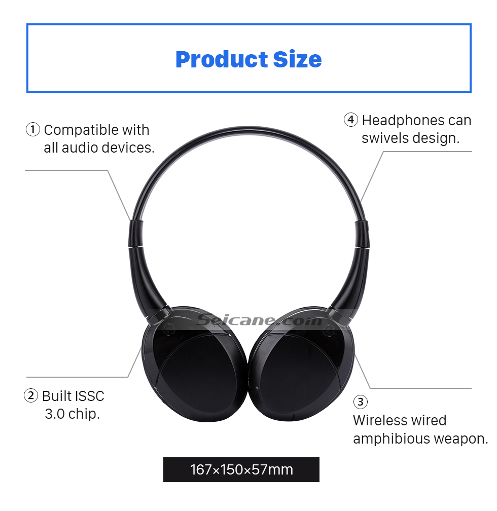 Seicane Seicane Headphone Indoor Bluetooth Headset for PC Car Stereo Transmitter Headrest DVD Player TV Dual Channel Seicane Seicane Headphone Indoor Bluetooth Headset for PC Car Stereo Transmitter Headrest DVD Player TV Dual Channel