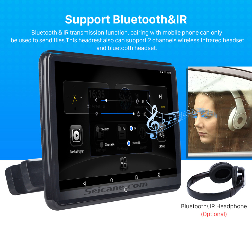 Seicane Android 6.0 2x10.6 inch HD 1024*600 IPS Touchscreen Free Tilt Headrset High Definition MP5 Radio DVD Player with USB Bluetooth Music Phone IR Infrared FM Transmitter Mirror Link Seicane Android 6.0 2x10.6 inch HD 1024*600 IPS Touchscreen Free Tilt Headrset High Definition MP5 Radio DVD Player with USB Bluetooth Music Phone IR Infrared FM Transmitter Mirror Link