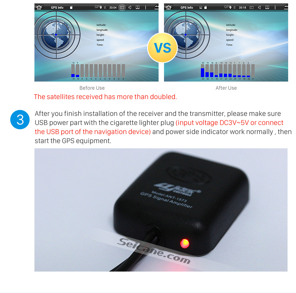 Seicane Universal Singal AMP Amplifier for Automotive GPS Antenna Navigation Positioning Module with Low Noise Built-in Microwave Antenna Shielding Case Seicane Universal Singal AMP Amplifier for Automotive GPS Antenna Navigation Positioning Module with Low Noise Built-in Microwave Antenna Shielding Case