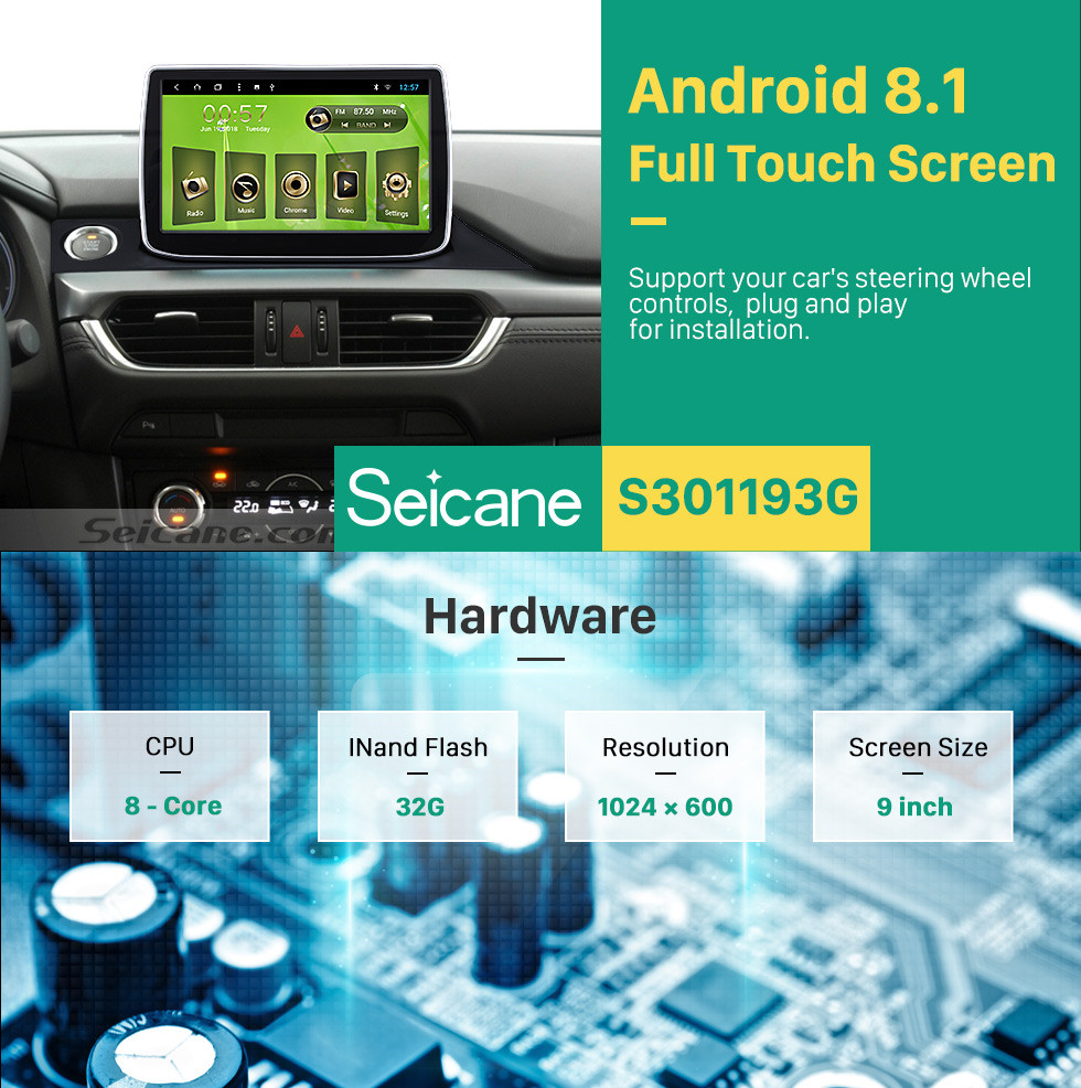 Seicane 2016 2017 Sistema de navegación Mazda 6 ATENZA 9 pulgadas Android 8.1 pantalla táctil de HD Radio GPS Bluetooth de la música 4G WIFI OBD2 de copia de seguridad de las cámaras digitales de TV DVR Espejo Enlace de control del volante Seicane 2016 2017 Sistema de navegación Mazda 6 ATENZA 9 pulgadas Android 8.1 pantalla táctil de HD Radio GPS Bluetooth de la música 4G WIFI OBD2 de copia de seguridad de las cámaras digitales de TV DVR Espejo Enlace de control del volante