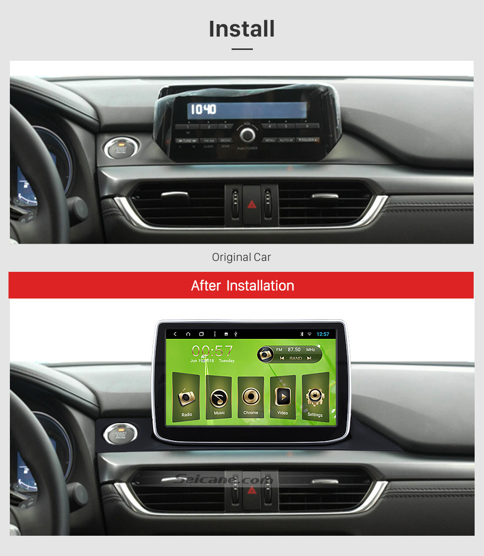 Seicane 2016 2017 Sistema de navegación Mazda 6 ATENZA 9 pulgadas Android 8.1 pantalla táctil de HD Radio GPS Bluetooth de la música 4G WIFI OBD2 de copia de seguridad de las cámaras digitales de TV DVR Espejo Enlace de control del volante Seicane 2016 2017 Sistema de navegación Mazda 6 ATENZA 9 pulgadas Android 8.1 pantalla táctil de HD Radio GPS Bluetooth de la música 4G WIFI OBD2 de copia de seguridad de las cámaras digitales de TV DVR Espejo Enlace de control del volante