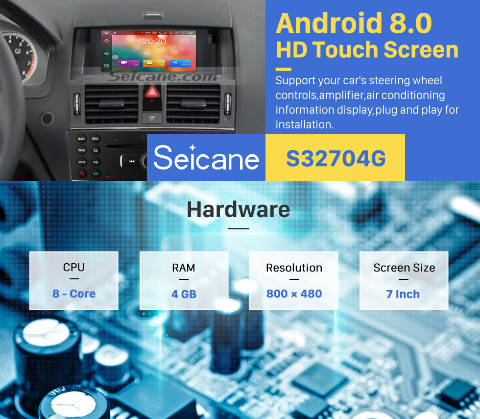 Seicane 7 inch Android 8.0 Radio GPS Navigation DVD Player for 2007-2011 Mercedes Benz C class W204 C180 C200 C220 C230 C240 Support USB Bluetooth Music 1080P Video WIFI OBD2 DVR Seicane 7 inch Android 8.0 Radio GPS Navigation DVD Player for 2007-2011 Mercedes Benz C class W204 C180 C200 C220 C230 C240 Support USB Bluetooth Music 1080P Video WIFI OBD2 DVR