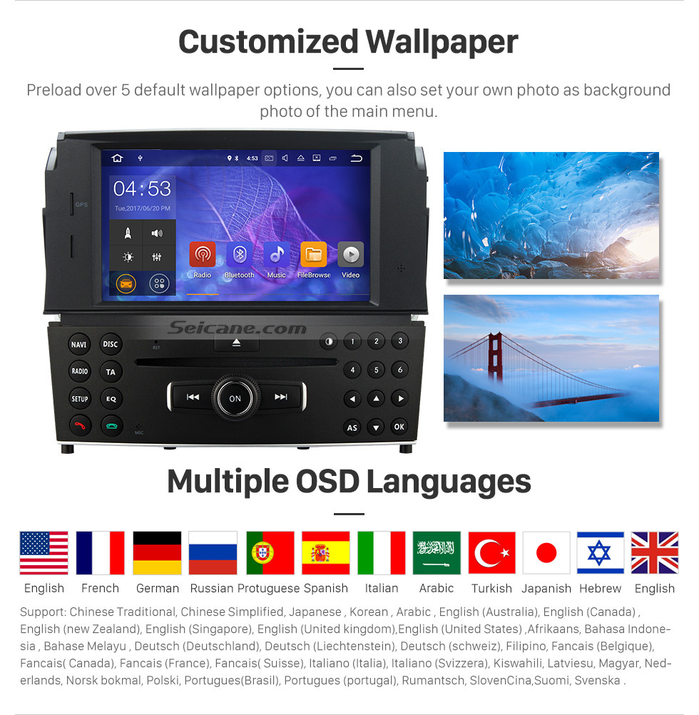 Seicane 6.2 inch Android 12.0 Radio GPS Navigation DVD Player for 2007-2011 Mercedes Benz C class W204 C180 C200 C220 C230 C240 Support USB Bluetooth Music 1080P Video WIFI OBD2 DVR