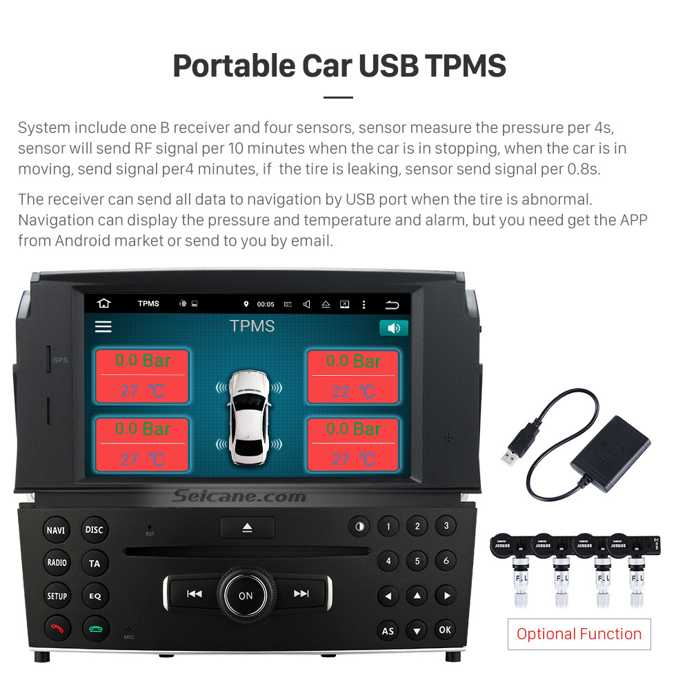 Seicane Android 9.0 Reproductor de DVD Sistema de navegación GPS 2007-2011 Mercedes-Benz C Class W204 C180 C200 C230 C30 con control del volante Enlace espejo Espejo Bluetooth Wifi Cámara de respaldo OBD2 DAB DVR