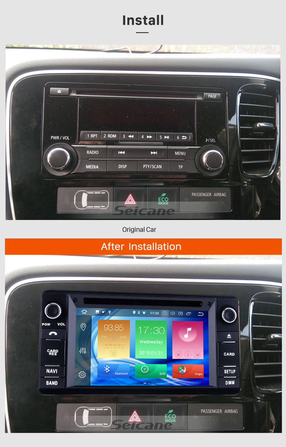 Seicane Android 8.0 Autoradio 2012 2013 2014 2015 Mitsubishi Outlander DVD-Player Hauptgerät Unterstützung GPS Navigation Audiosystem 1080 P Video Bluetooth USB SD Digital-TV WIFI Lenkradsteuerung Rückfahrkamera Auto A / V Seicane Android 8.0 Autoradio 2012 2013 2014 2015 Mitsubishi Outlander DVD-Player Hauptgerät Unterstützung GPS Navigation Audiosystem 1080 P Video Bluetooth USB SD Digital-TV WIFI Lenkradsteuerung Rückfahrkamera Auto A / V