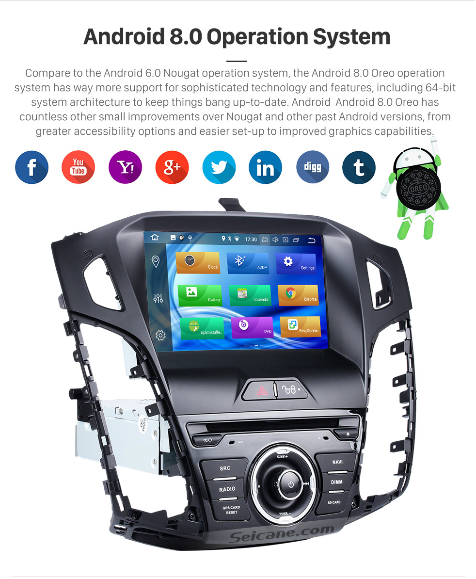 Seicane 2011 2012 2013 Ford focus 1024*600 Touchscreen Android 8.0 Radio DVD GPS Navigation System with Mirror link Bluetooth OBD2 DVR Rearview Camera 1080P 3G WIFI Steering Wheel Control Rearview Camera Seicane 2011 2012 2013 Ford focus 1024*600 Touchscreen Android 8.0 Radio DVD GPS Navigation System with Mirror link Bluetooth OBD2 DVR Rearview Camera 1080P 3G WIFI Steering Wheel Control Rearview Camera