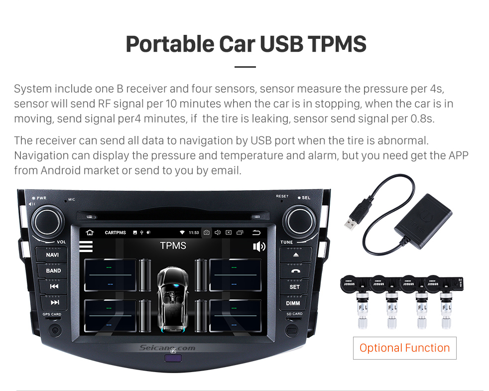 Seicane HD Touchscreen 2006-2012 Toyota Rav4 Android 8.0 Radio DVD GPS navigation system Bluetooth OBD2 DVR Rearview Camera 1080P Steering Wheel Control 3G WIFI 