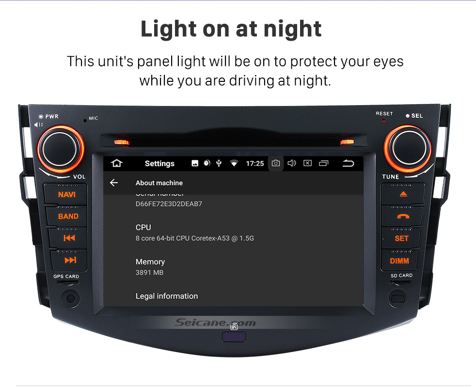 Seicane HD Ecrã Tátil 2006-2012 Toyota Rav4 Android 8.0 Rádio DVD Sistema de navegação GPS Bluetooth OBD2 DVR Câmera de visão traseira 1080P Controle de volante 3G WIFI