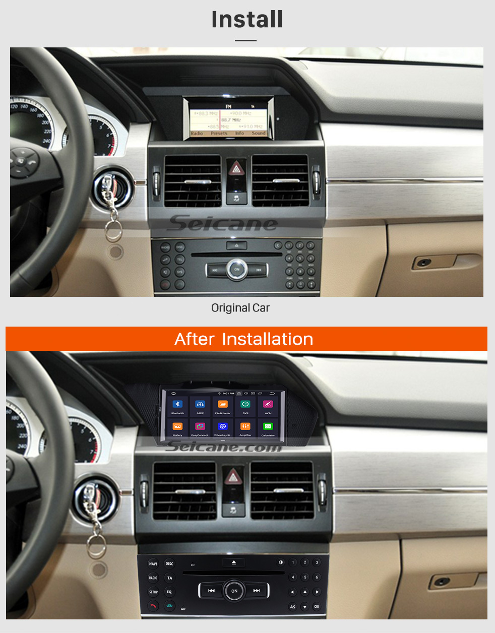 Seicane OEM 2008 2009 2010 - 2014 Mercedes Benz GLK X204 GLK350 GLK320 GLK280 GLK250 GLK220 GLK200 Android 9.0 Radio GPS Navigation DVD with 1024*600 touchscreen bluetooth Wifi OBD2 Mirror Link Seicane OEM 2008 2009 2010 - 2014 Mercedes Benz GLK X204 GLK350 GLK320 GLK280 GLK250 GLK220 GLK200 Android 9.0 Radio GPS Navigation DVD with 1024*600 touchscreen bluetooth Wifi OBD2 Mirror Link