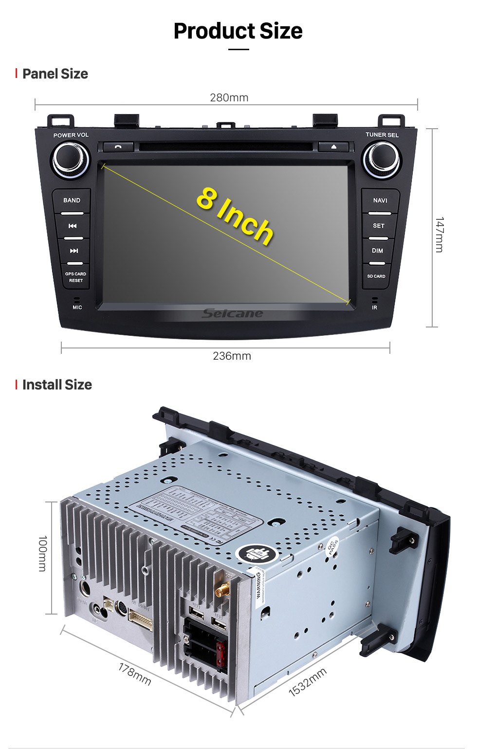 Seicane 8 polegadas HD Touchscreen Android 8.0 para 2010 2011 2012 Mazda 3 Radio GPS Sistema de Navegação com Bluetooth Suporte USB 1080P Video Mirror Link Seicane 8 polegadas HD Touchscreen Android 8.0 para 2010 2011 2012 Mazda 3 Radio GPS Sistema de Navegação com Bluetooth Suporte USB 1080P Video Mirror Link