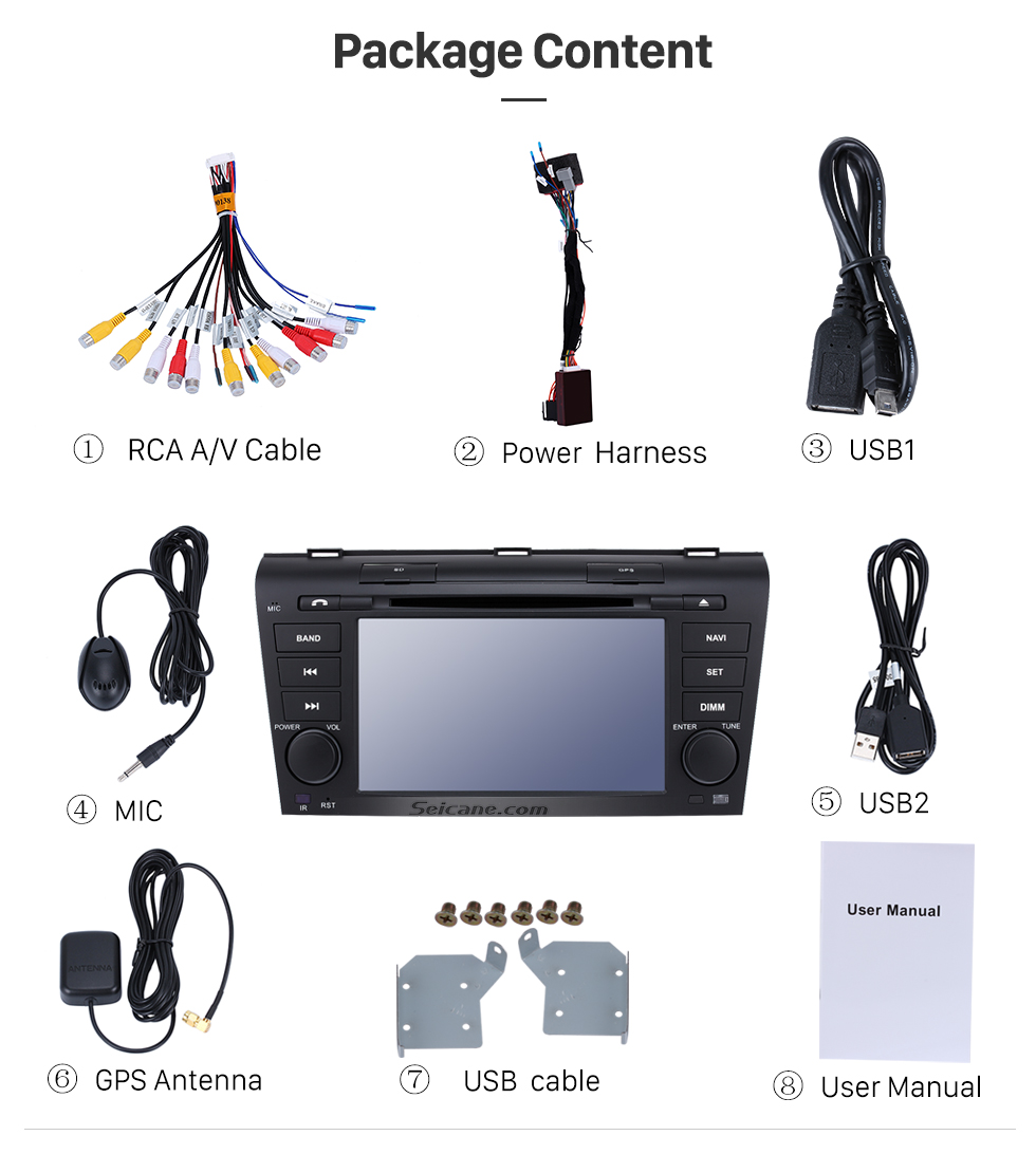 Seicane 8 polegadas HD Touchscreen Android 9.0 para 2010 2011 2012 Mazda 3 Rádio com Navegação GPS Bluetooth WIFI Suporte USB 1080 P Vídeo DVR OBD2 Câmera retrovisora Seicane 8 polegadas HD Touchscreen Android 9.0 para 2010 2011 2012 Mazda 3 Rádio com Navegação GPS Bluetooth WIFI Suporte USB 1080 P Vídeo DVR OBD2 Câmera retrovisora