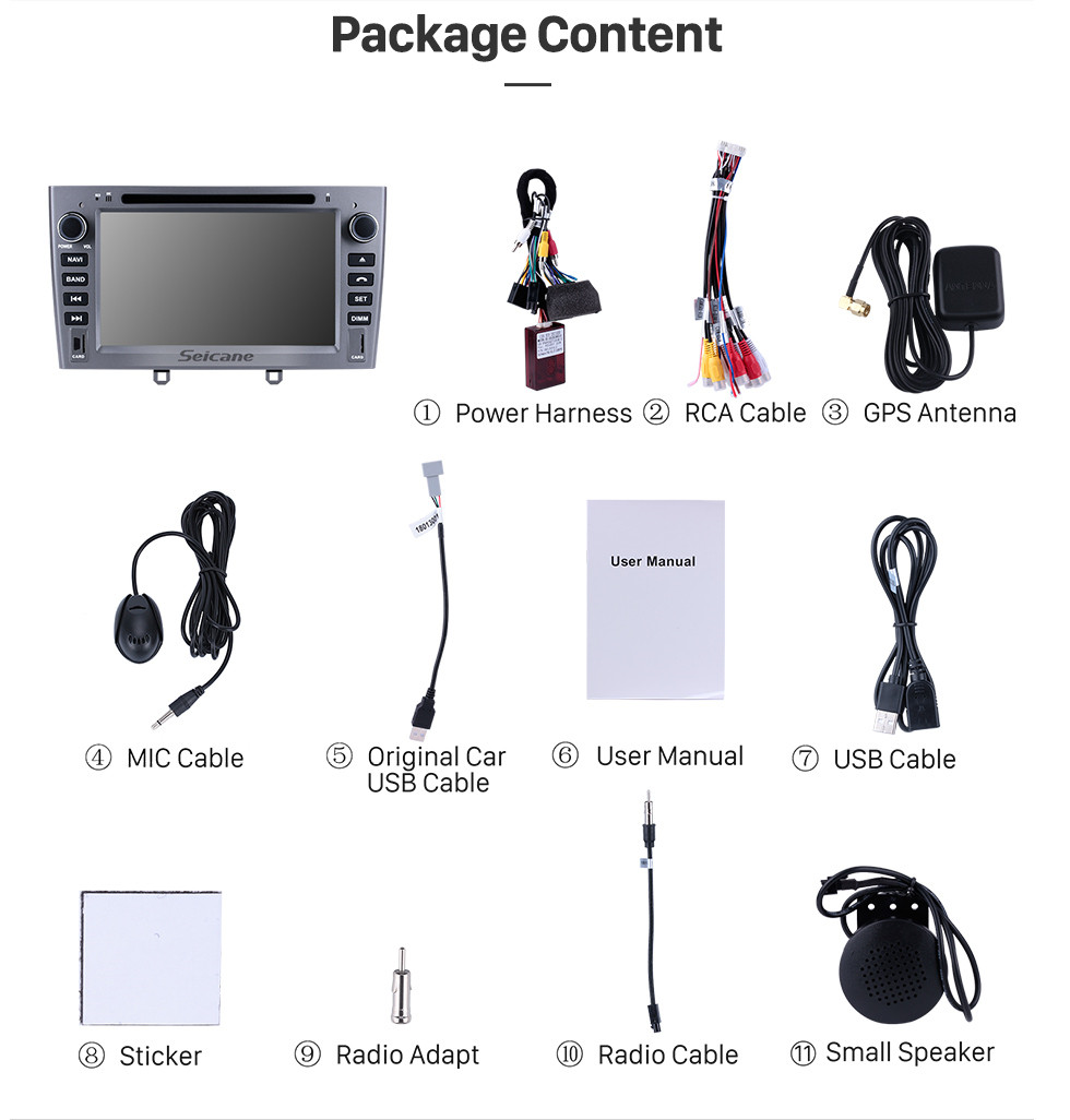 Seicane Android 9.0 1024 * 600 2010 2011 PEUGEOT 408 Radio-DVD GPS-Navigationssystem mit Touchscreen-Bluetooth-Wireless-LAN-Backup-Kamera Bluetooth-Lenkrad-Steuerung OBD2 DAB + DVR Seicane Android 9.0 1024 * 600 2010 2011 PEUGEOT 408 Radio-DVD GPS-Navigationssystem mit Touchscreen-Bluetooth-Wireless-LAN-Backup-Kamera Bluetooth-Lenkrad-Steuerung OBD2 DAB + DVR