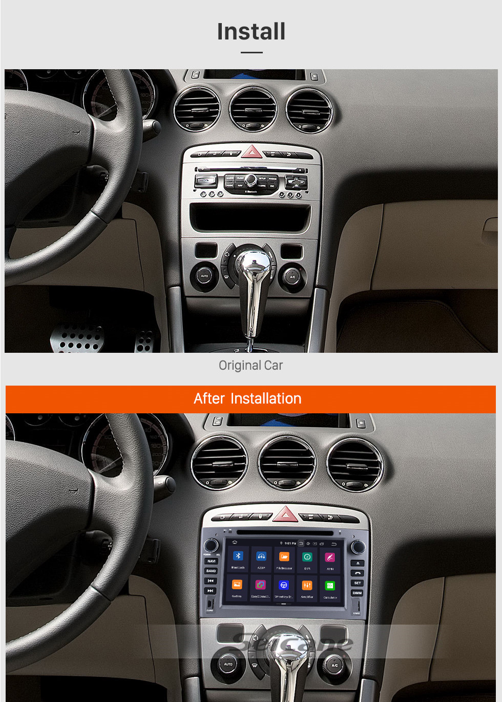 Seicane Android 9.0 1024 * 600 2010 2011 PEUGEOT 408 Radio-DVD GPS-Navigationssystem mit Touchscreen-Bluetooth-Wireless-LAN-Backup-Kamera Bluetooth-Lenkrad-Steuerung OBD2 DAB + DVR Seicane Android 9.0 1024 * 600 2010 2011 PEUGEOT 408 Radio-DVD GPS-Navigationssystem mit Touchscreen-Bluetooth-Wireless-LAN-Backup-Kamera Bluetooth-Lenkrad-Steuerung OBD2 DAB + DVR