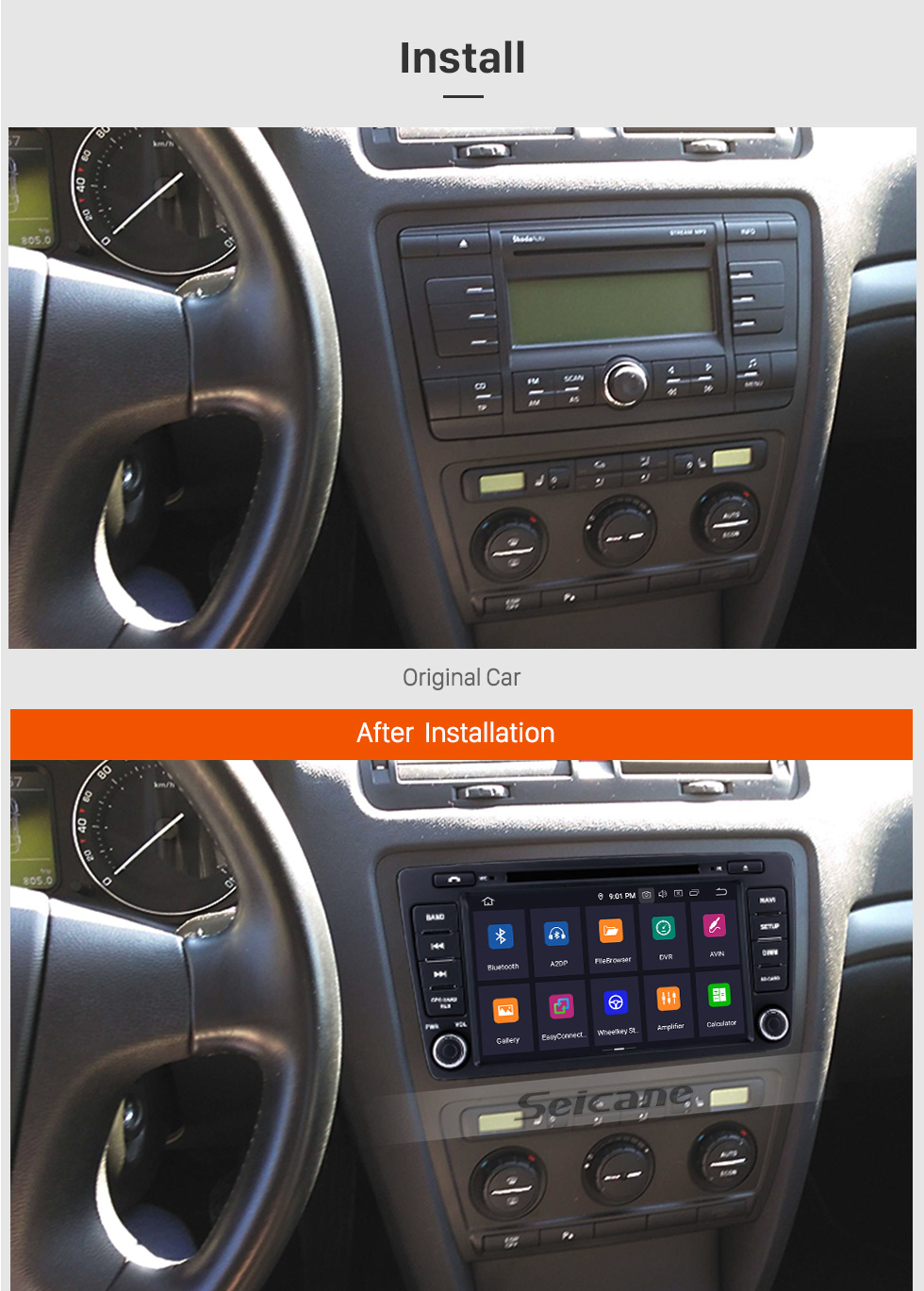 Seicane 8 polegada Android 9.0 Rádio para 2013 2014 Skoda Octiva com DVD GPS Bluetooth HD 1024 * 600 Tela Sensível Ao Toque OBD2 DVR 1080 P 3G WIFI Controle de Volante Câmera Retrovisor Seicane 8 polegada Android 9.0 Rádio para 2013 2014 Skoda Octiva com DVD GPS Bluetooth HD 1024 * 600 Tela Sensível Ao Toque OBD2 DVR 1080 P 3G WIFI Controle de Volante Câmera Retrovisor