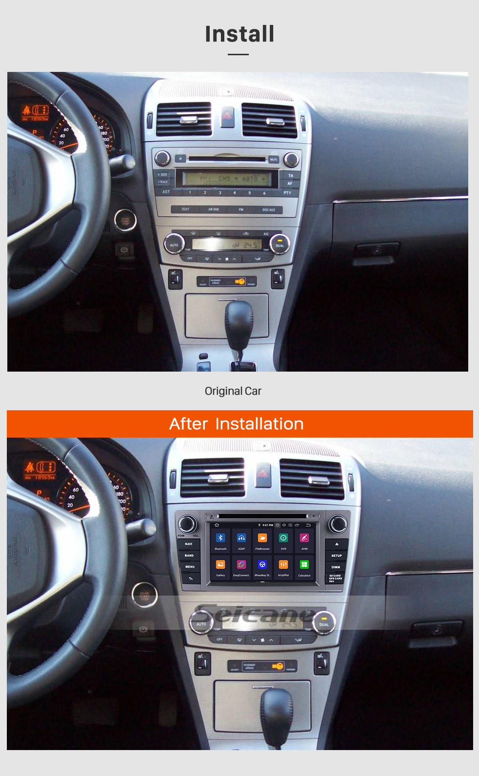 Seicane 2 Din DVD Player GPS Navigation Android 9.0 Radio for 2008 2009 2010-2013 Toyota Avensis Support DVR Rearview Camera Bluetooth 1080P USB SD WIFI OBD2 Mirror Link Seicane 2 Din DVD Player GPS Navigation Android 9.0 Radio for 2008 2009 2010-2013 Toyota Avensis Support DVR Rearview Camera Bluetooth 1080P USB SD WIFI OBD2 Mirror Link