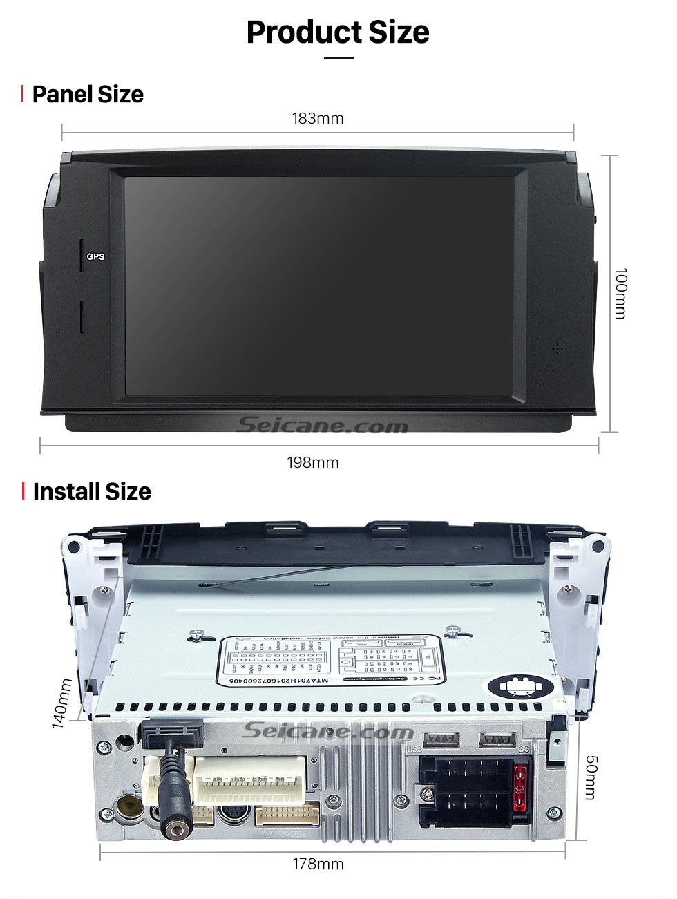 Seicane Sistema de Navegación Android 8.0 DVD GPS 2007-2011 Mercedes-Benz Clase C W204 C180 C200 C230 C30 con dirección reserva de la cámara de control de rueda Espejo Enlace Bluetooth Wifi OBD2 DAB DVR