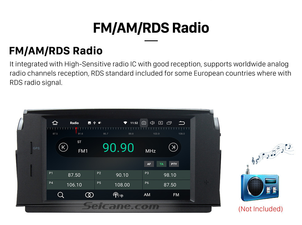 Seicane Sistema de Navegación Android 8.0 DVD GPS 2007-2011 Mercedes-Benz Clase C W204 C180 C200 C230 C30 con dirección reserva de la cámara de control de rueda Espejo Enlace Bluetooth Wifi OBD2 DAB DVR