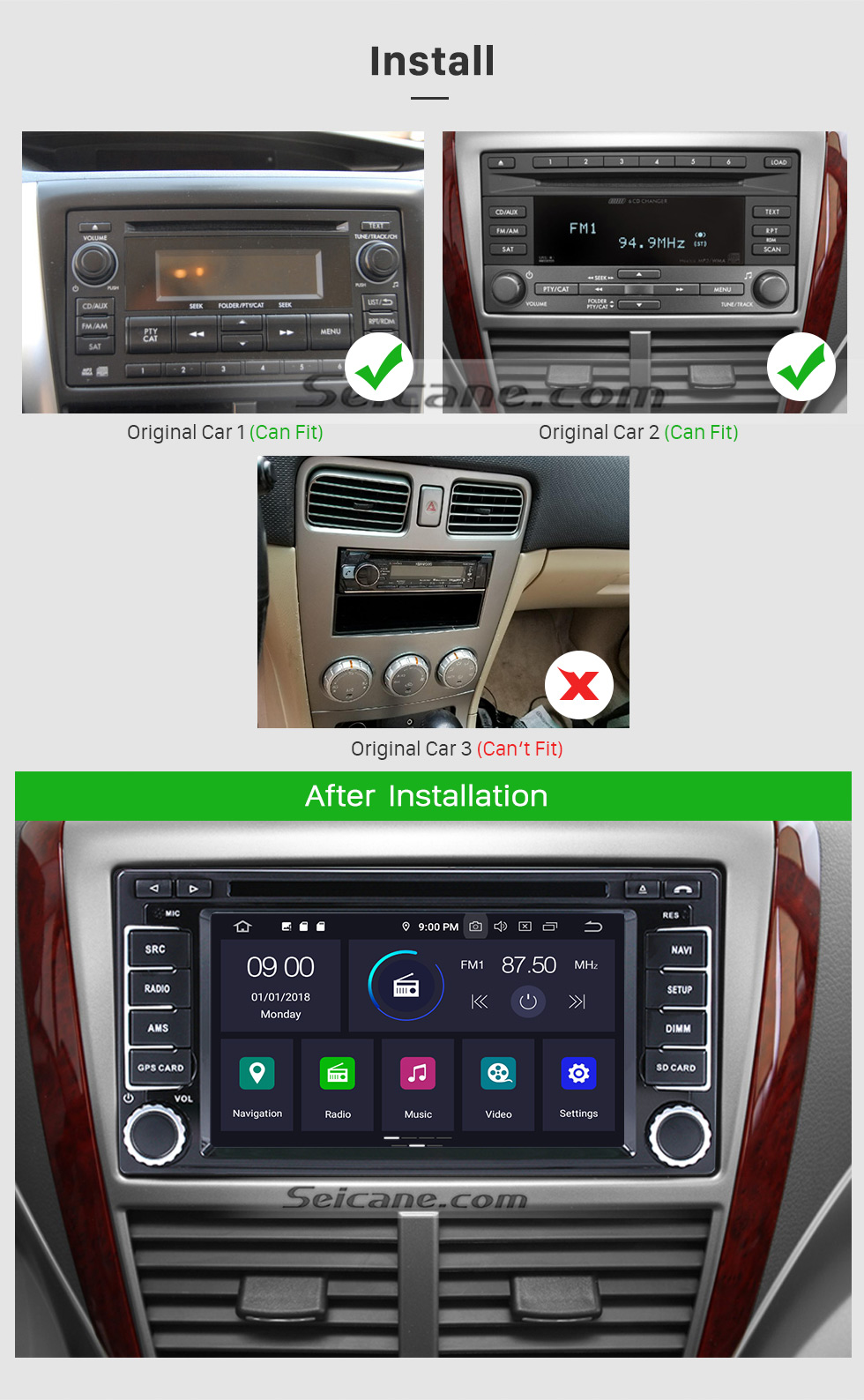 Seicane Android 9.0 DVD Player 2008-2013 SUBARU Forester XV Impreza Rádio Upgrade com Bluetooth GPS Navegação Unidade de Cabeça Tela de Toque 3G WiFi Link de Espelho AUX Volante Controle Câmera Retrovisor 1080P video Seicane Android 9.0 DVD Player 2008-2013 SUBARU Forester XV Impreza Rádio Upgrade com Bluetooth GPS Navegação Unidade de Cabeça Tela de Toque 3G WiFi Link de Espelho AUX Volante Controle Câmera Retrovisor 1080P video