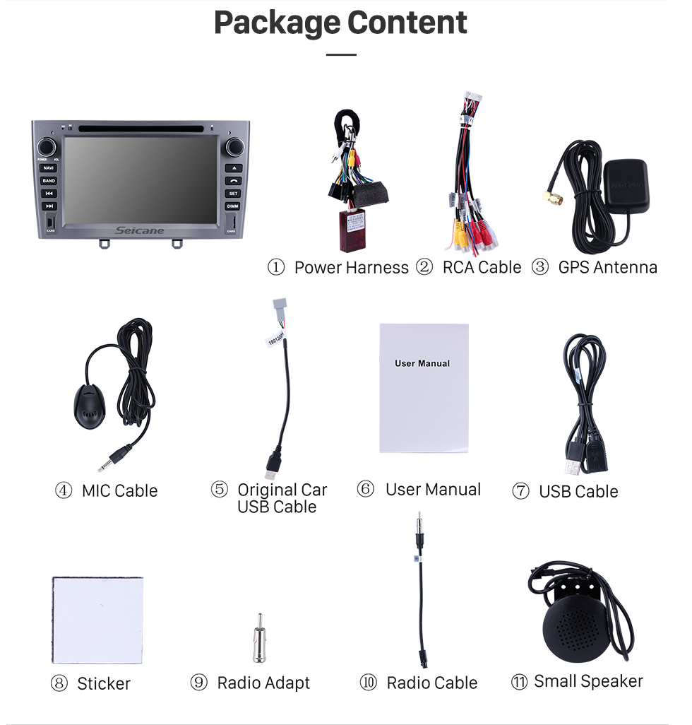 Seicane Dans dash DVD Player Android 9.0 Radio GPS Navi Unité tête pour 2010 2011 PEUGEOT 408 Support Bluetooth Lecteur multimédia 1080P Vidéo USB SD OBD2 WIFI HD Touch Screen Seicane Dans dash DVD Player Android 9.0 Radio GPS Navi Unité tête pour 2010 2011 PEUGEOT 408 Support Bluetooth Lecteur multimédia 1080P Vidéo USB SD OBD2 WIFI HD Touch Screen