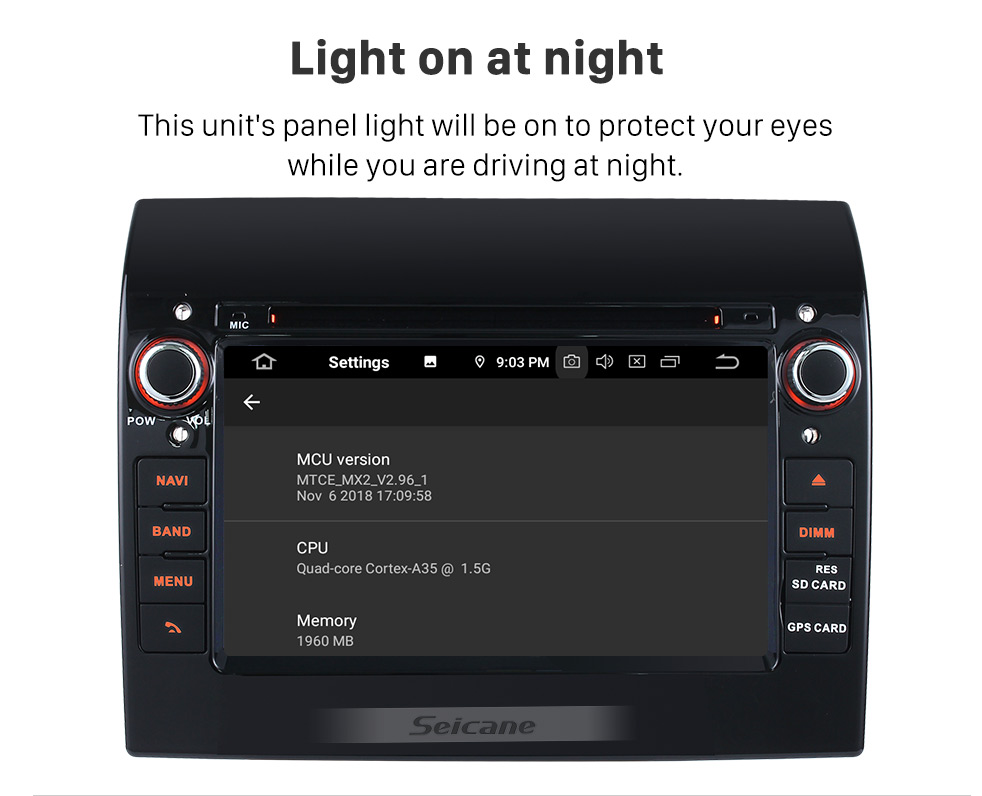 Seicane Mercado de accesorios 7 pulgadas Android 9.0 2007-2016 Fiat Ducato / Peugeot Boxer Radio Reproductor de DVD Sistema de navegación GPS con Bluetooth 3G Wifi Enlace de espejo Control del volante Cámara de respaldo DVR OBD2 DAB +