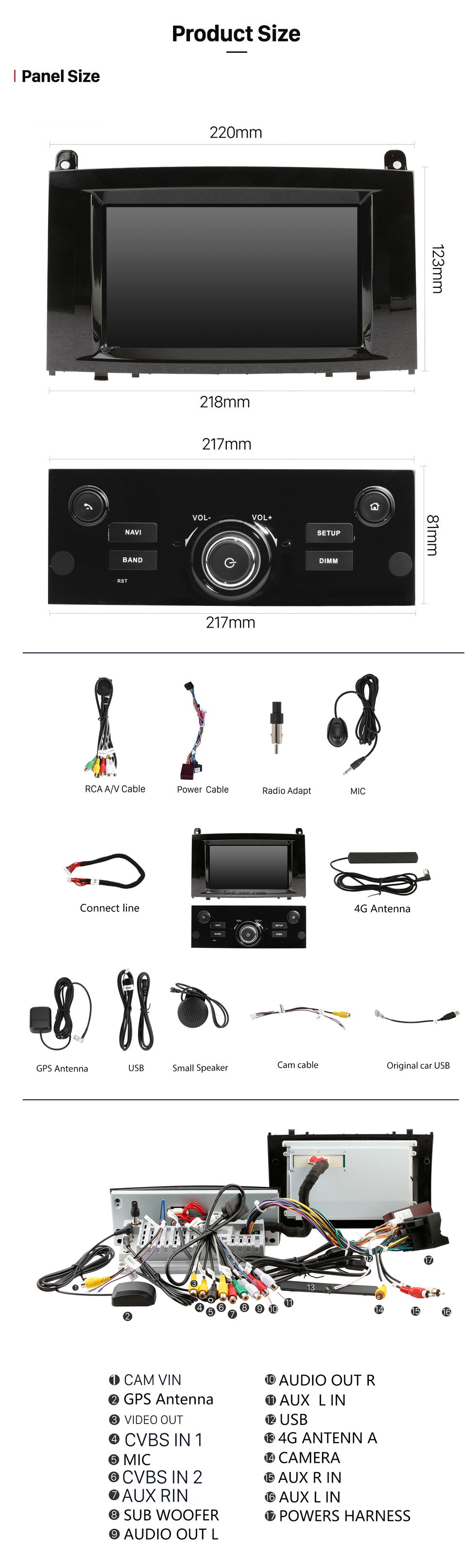 Seicane OEM-Android-Radio-GPS-Navigationssystem für 2004–2010 Peugeot 407 mit WLAN-Rückfahrkamera, Bluetooth, Carplay, Lenkradsteuerung, OBD2, DAB+, DVR